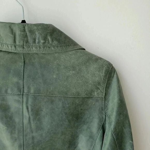 Part two 70's vibe green olive suede leather jacket - Picture 8 of 15